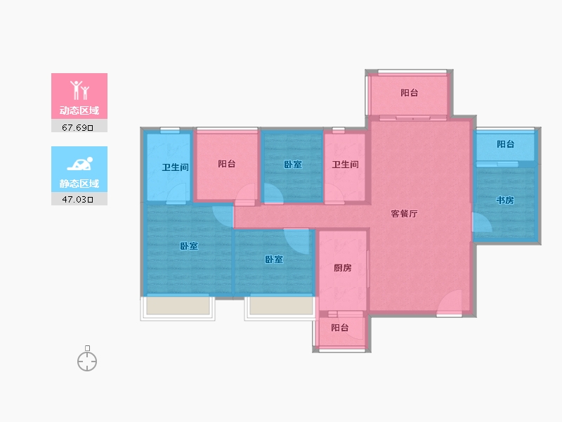 广东省-江门市-博富南湖壹號-102.56-户型库-动静分区