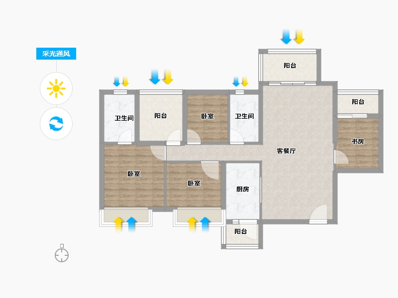 广东省-江门市-博富南湖壹號-102.56-户型库-采光通风