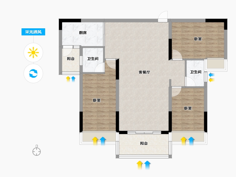 广东省-江门市-台山·骏景园-98.00-户型库-采光通风