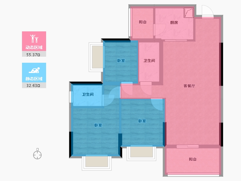 广东省-惠州市-侨康名轩-78.08-户型库-动静分区