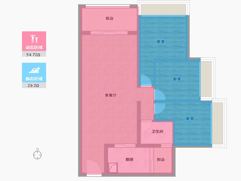 广东省-湛江市-铭鹏紫荆府-74.58-户型库-动静分区