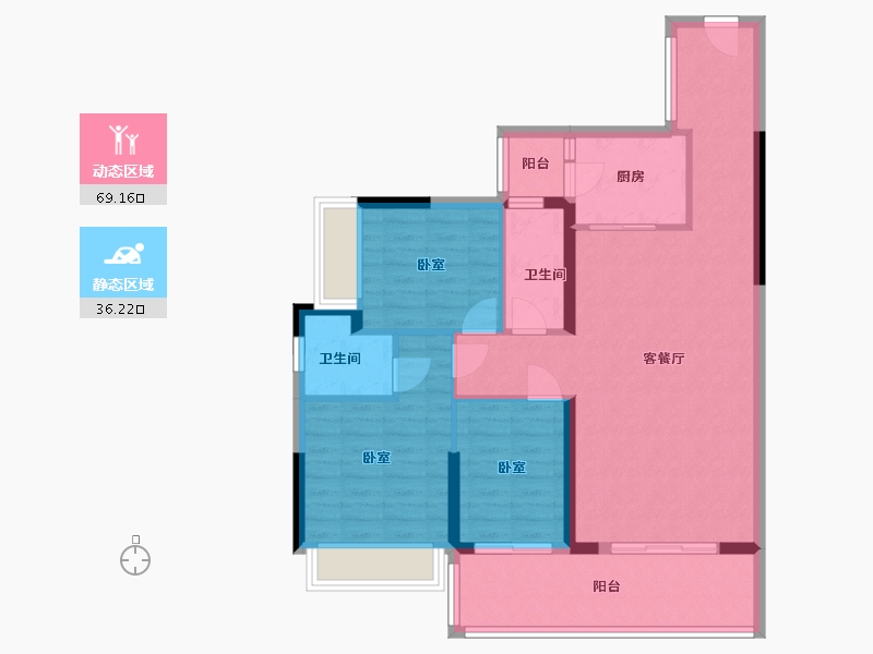 广东省-梅州市-御景中央学府-94.60-户型库-动静分区