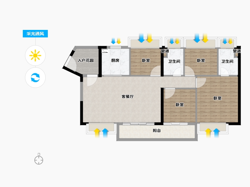 广东省-广州市-富力南驰·富颐华庭-112.00-户型库-采光通风