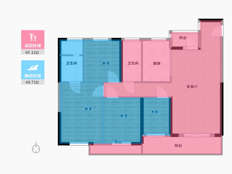 湖北省-武汉市-金茂华发武汉国际社区-103.00-户型库-动静分区