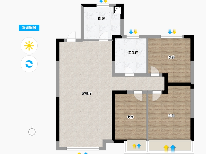 吉林省-长春市-大众置业湖滨公园壹号-85.00-户型库-采光通风