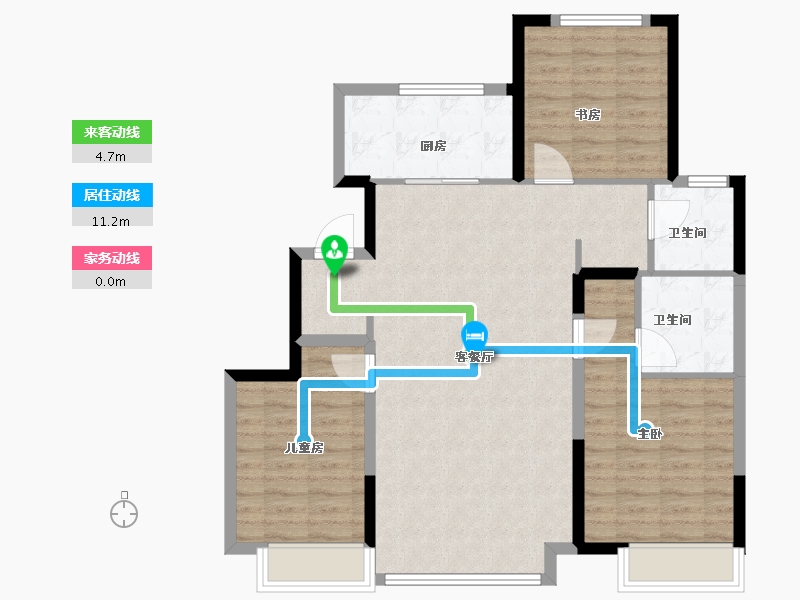 吉林省-长春市-大众置业湖滨公园壹号-94.00-户型库-动静线