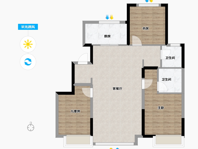 吉林省-长春市-大众置业湖滨公园壹号-94.00-户型库-采光通风