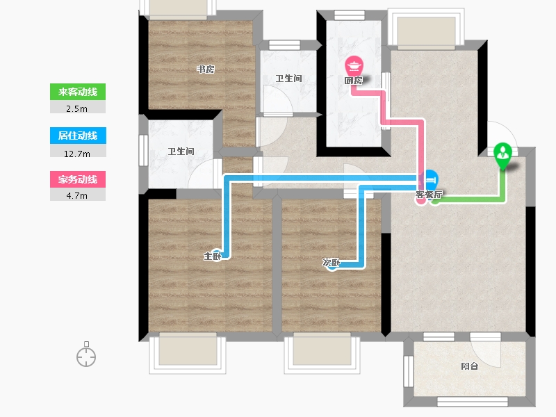 江苏省-无锡市-融创玉兰公馆-70.60-户型库-动静线