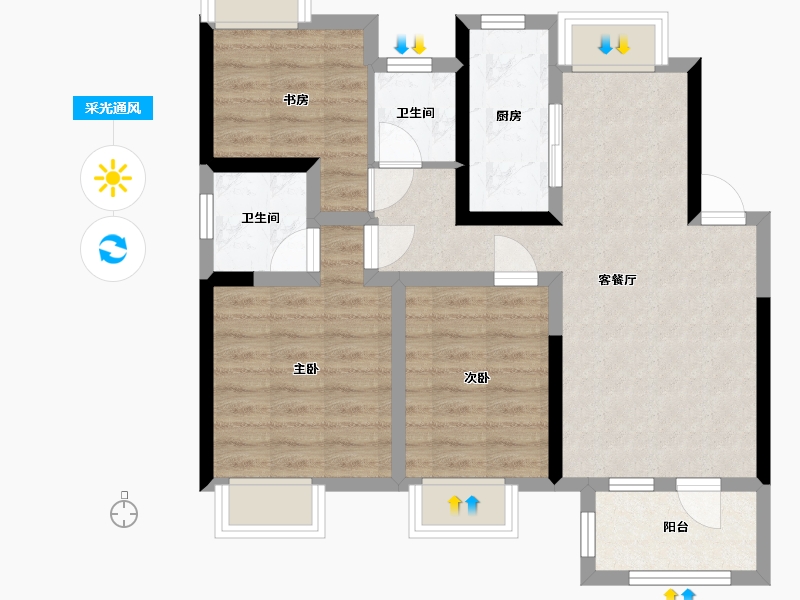 江苏省-无锡市-融创玉兰公馆-70.60-户型库-采光通风