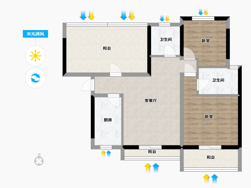 广东省-惠州市-海伦堡创智家园-85.07-户型库-采光通风