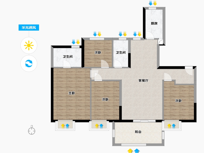 湖南省-长沙市-中梁·云麓传奇-113.01-户型库-采光通风