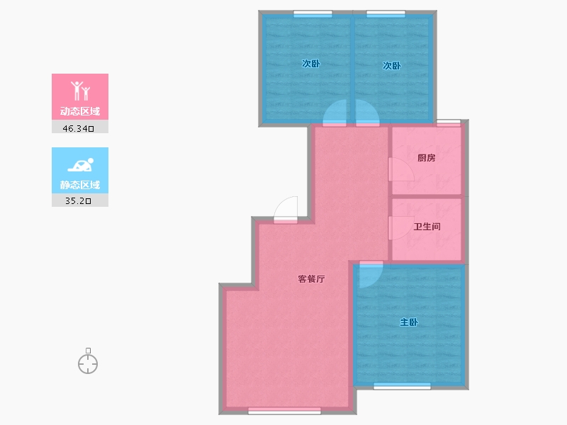 吉林省-长春市-力旺·荣禧-73.20-户型库-动静分区