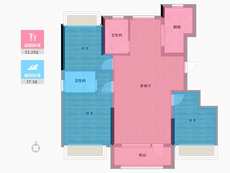 吉林省-通化市-龍湖蓝山-79.39-户型库-动静分区