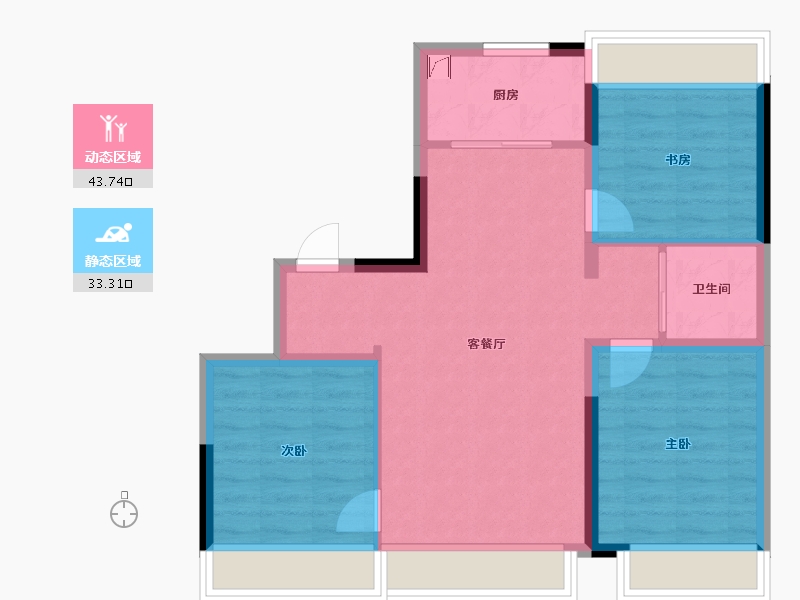 吉林省-长春市-碧桂园江山名筑-69.01-户型库-动静分区