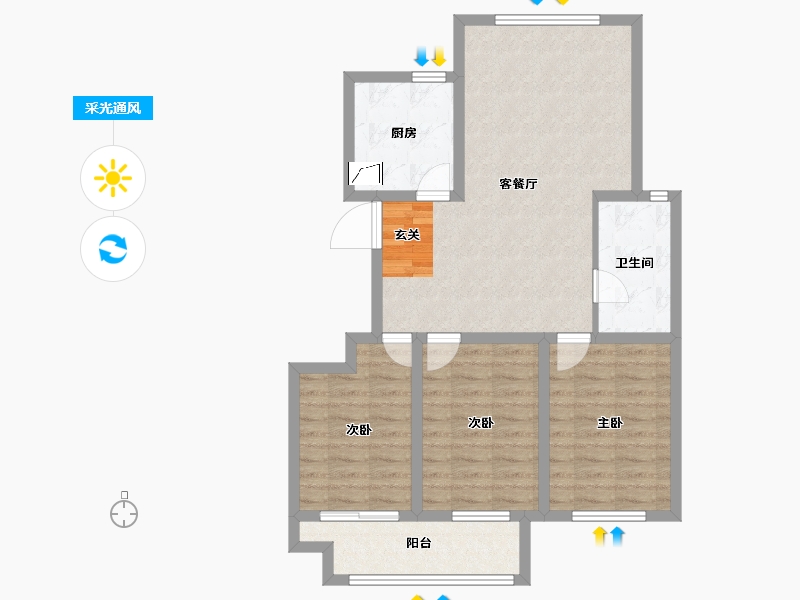 山东省-泰安市-大展麓山郡-82.04-户型库-采光通风