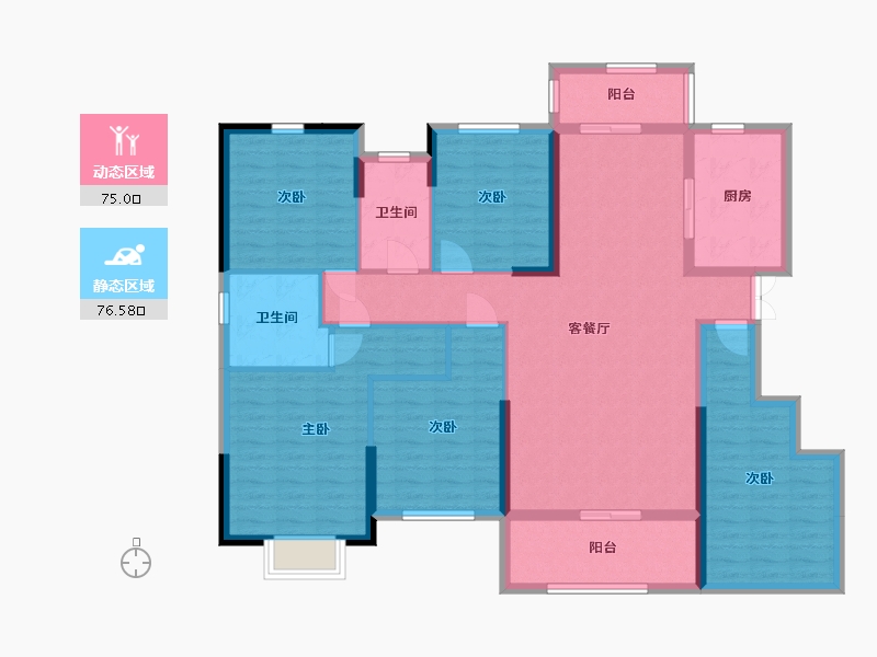 湖南省-长沙市-大学里-136.08-户型库-动静分区