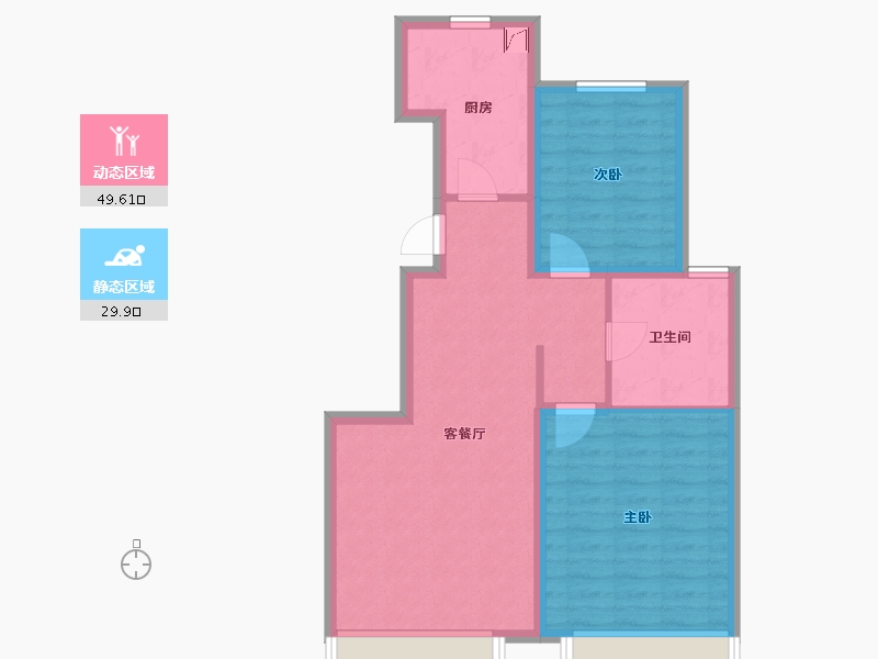 吉林省-长春市-复地卡伦湖生态城-71.00-户型库-动静分区