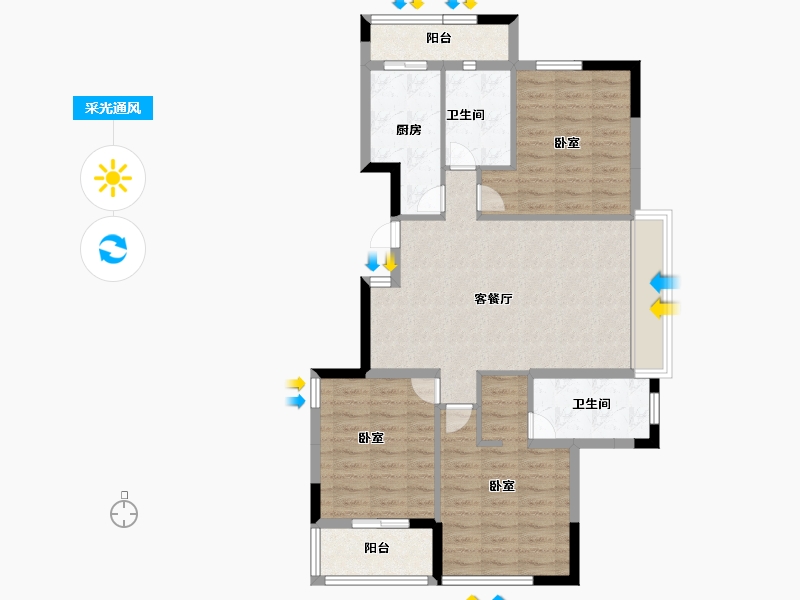 广东省-江门市-金泽世家-89.83-户型库-采光通风