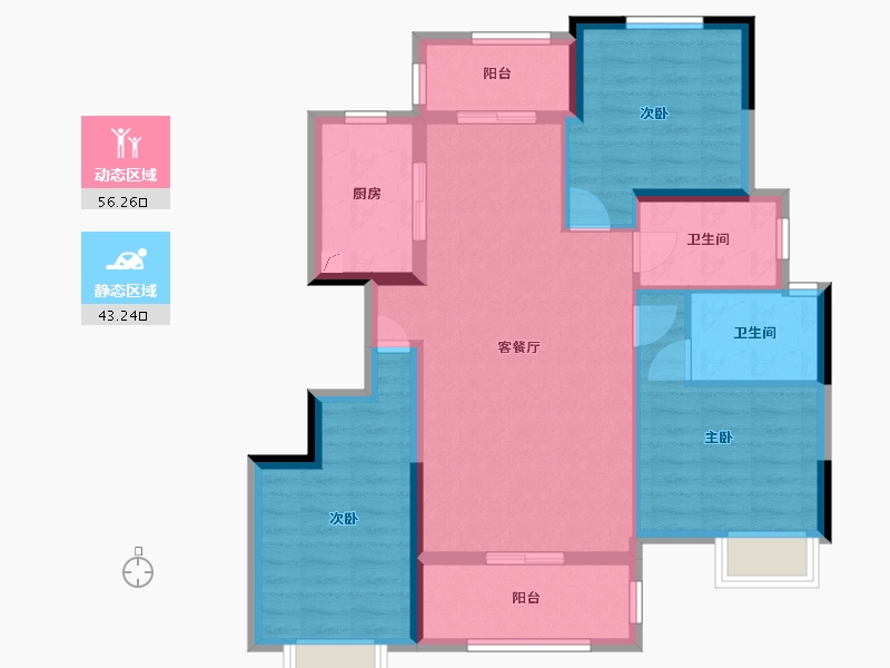 湖南省-长沙市-大学里-88.43-户型库-动静分区