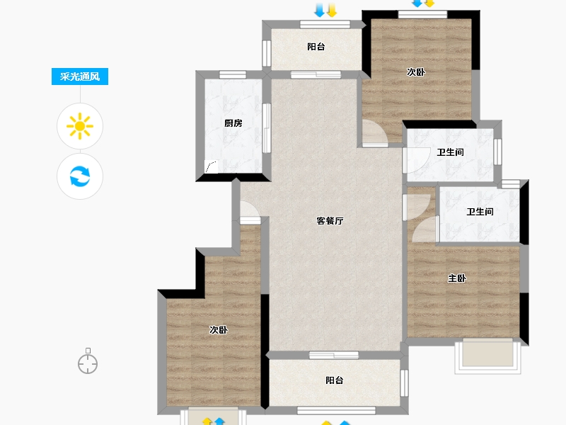 湖南省-长沙市-大学里-88.43-户型库-采光通风