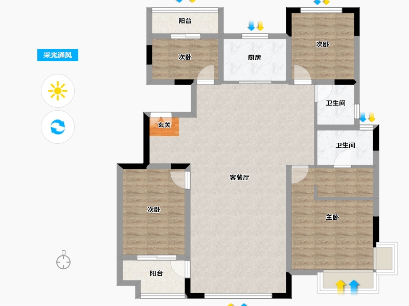 山东省-泰安市-泰实学府春天-113.74-户型库-采光通风