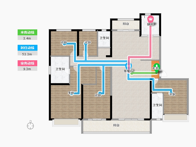 山东省-泰安市-碧桂园黄金时代-218.50-户型库-动静线