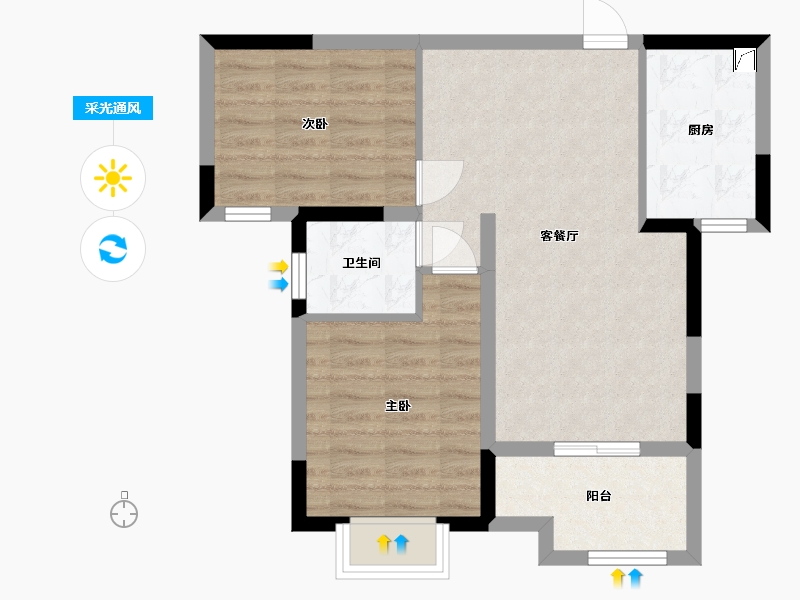 湖南省-长沙市-恒生碧水龙庭-60.38-户型库-采光通风