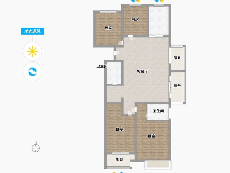 江苏省-镇江市-大亚第一城·玺园-127.00-户型库-采光通风