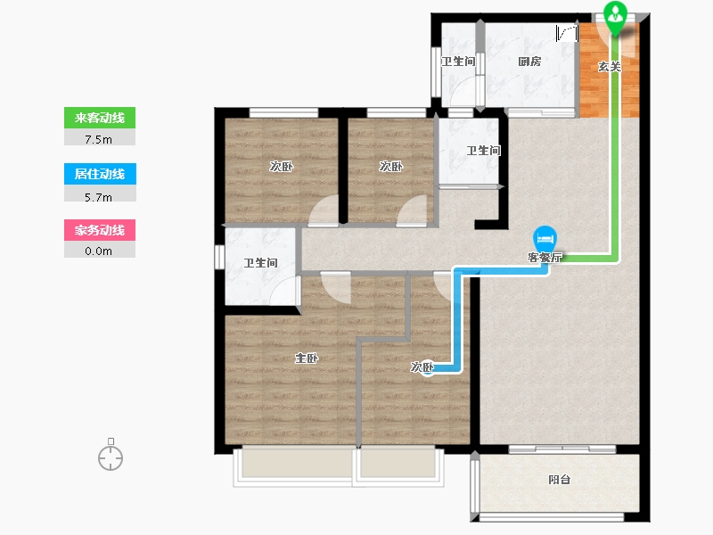 山东省-泰安市-碧桂园黄金时代-104.56-户型库-动静线