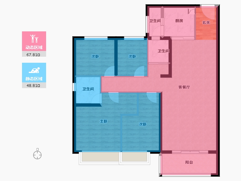 山东省-泰安市-碧桂园黄金时代-104.56-户型库-动静分区