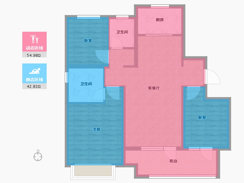 山东省-青岛市-佳兆业悦峰-87.05-户型库-动静分区