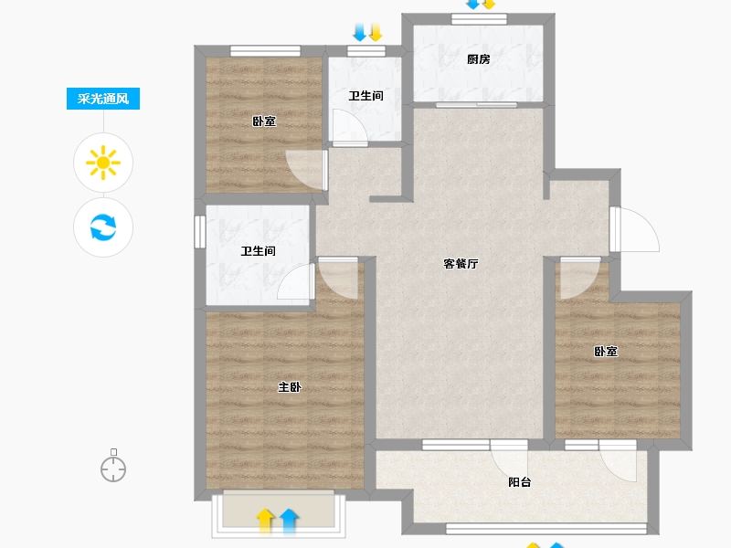 山东省-青岛市-佳兆业悦峰-87.05-户型库-采光通风