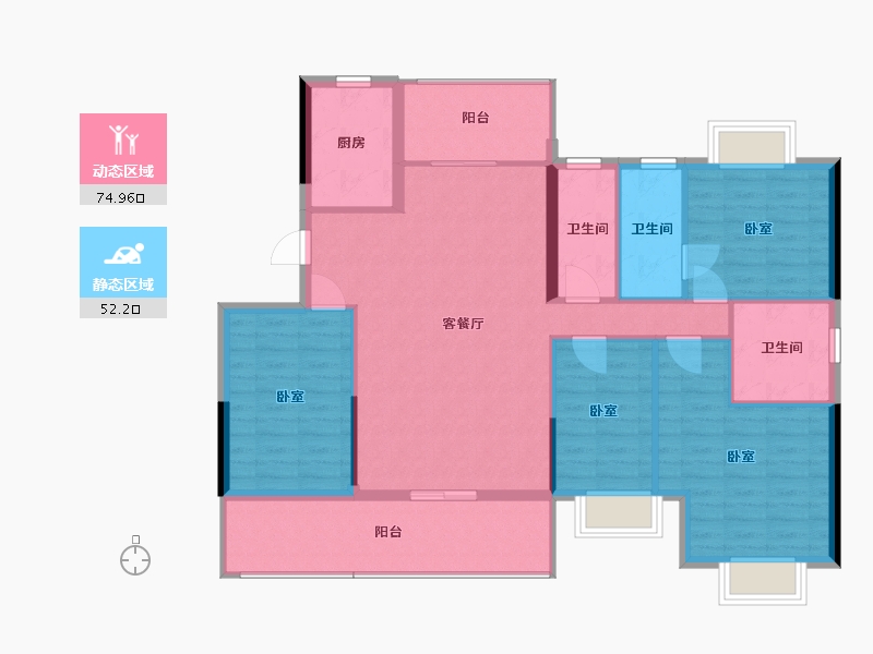 广东省-梅州市-联康城5期【哈佛郡】-115.40-户型库-动静分区