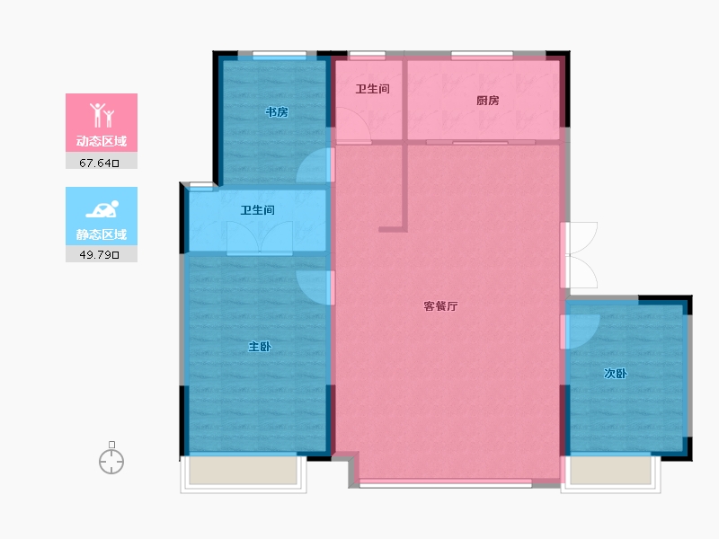 吉林省-长春市-大众置业湖滨公园壹号-108.00-户型库-动静分区