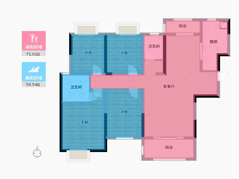 湖南省-长沙市-华申阳光城未来悦-113.00-户型库-动静分区