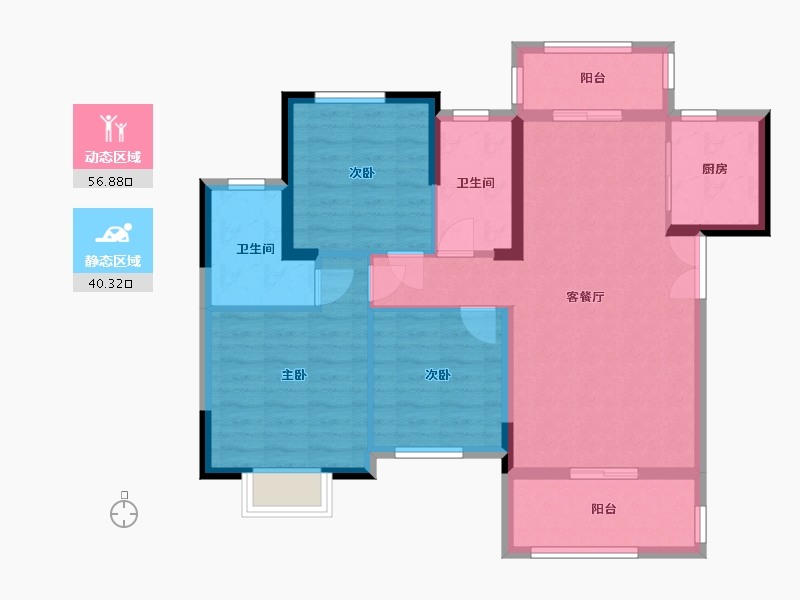 湖南省-长沙市-大学里-86.83-户型库-动静分区