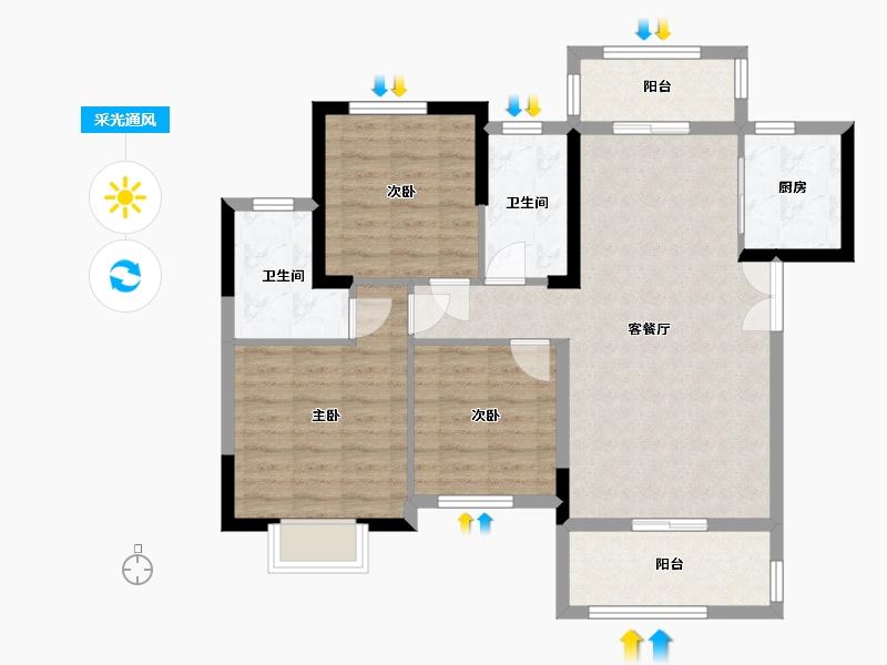 湖南省-长沙市-大学里-86.83-户型库-采光通风