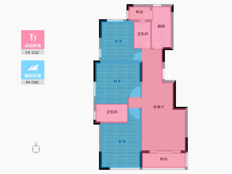 广东省-江门市-金泽世家-89.94-户型库-动静分区