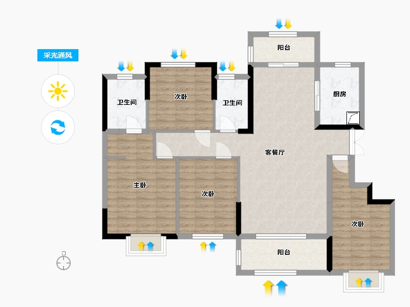 湖南省-长沙市-大学里-112.37-户型库-采光通风