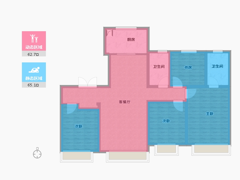 吉林省-长春市-复地卡伦湖生态城-114.01-户型库-动静分区