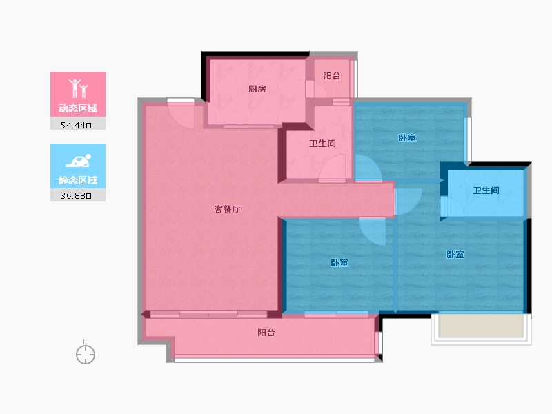 广东省-江门市-保利中央公馆-82.00-户型库-动静分区