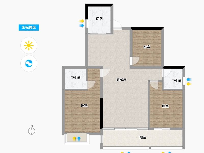 湖南省-郴州市-桂东县汇达豪庭-103.34-户型库-采光通风