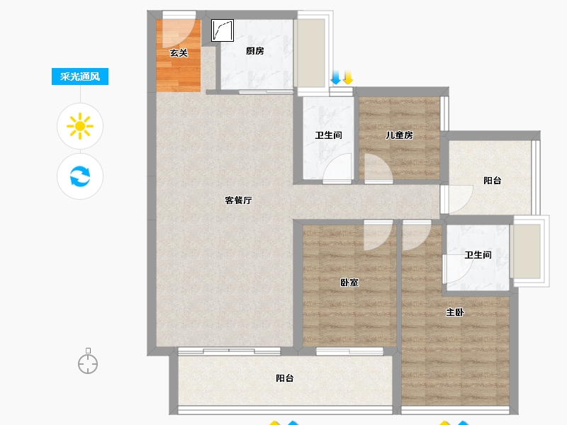 广东省-惠州市-华廷悦府-82.62-户型库-采光通风