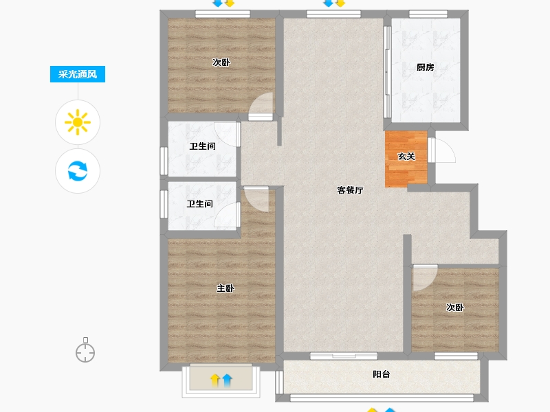 山东省-泰安市-洸河水岸-102.00-户型库-采光通风