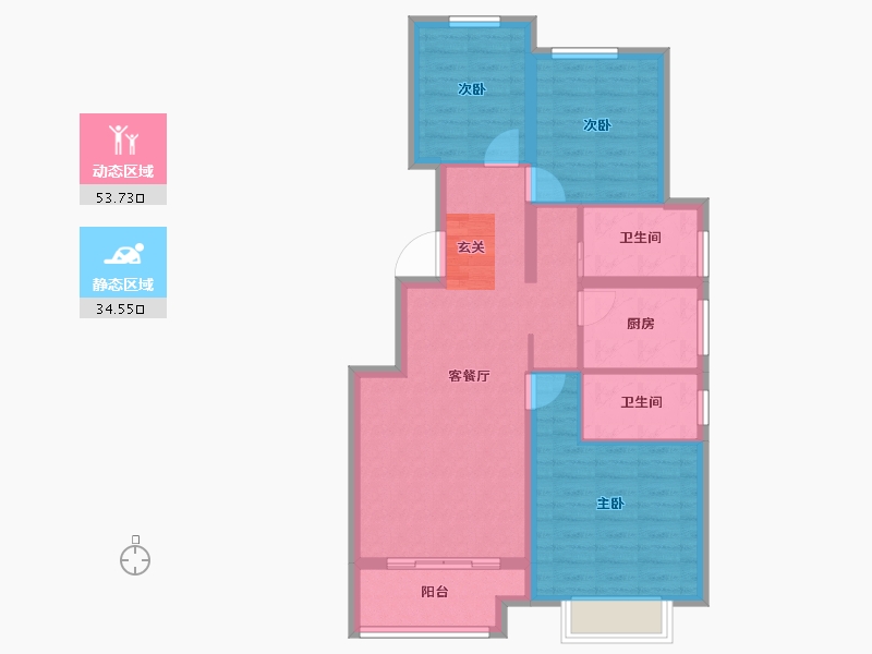 山东省-泰安市-蓝庭二期兴瑞府-78.54-户型库-动静分区