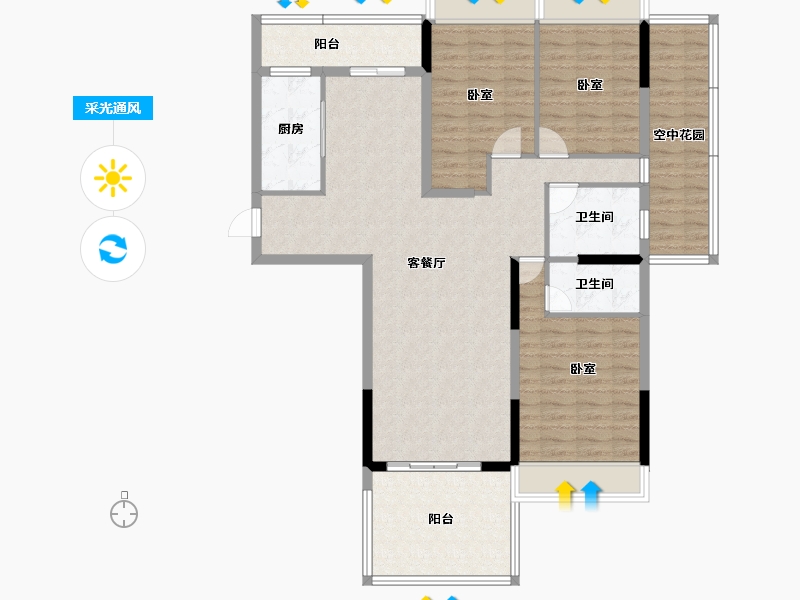 广东省-江门市-台山·骏景园-120.62-户型库-采光通风