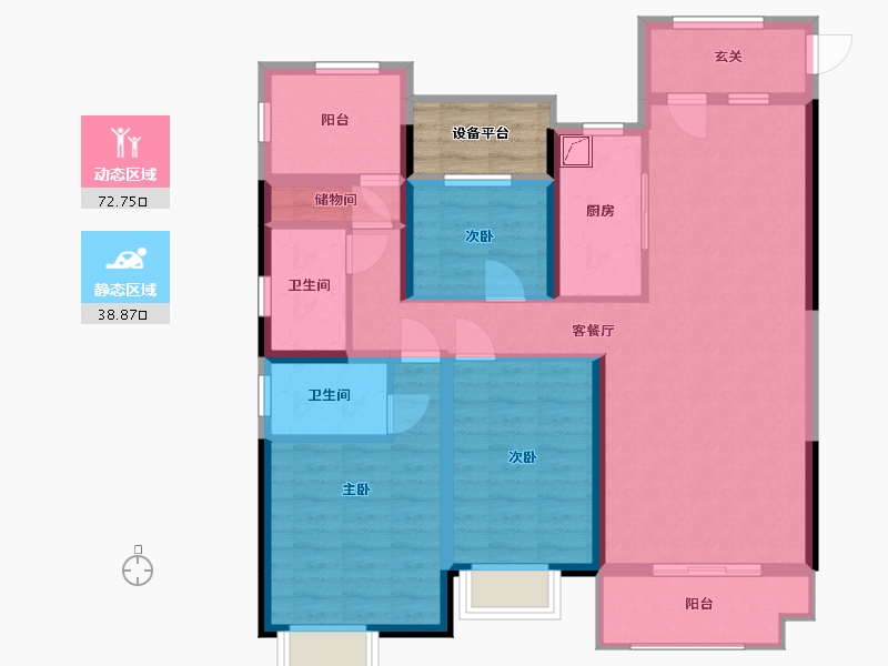 湖南省-长沙市-奥园世家-102.56-户型库-动静分区