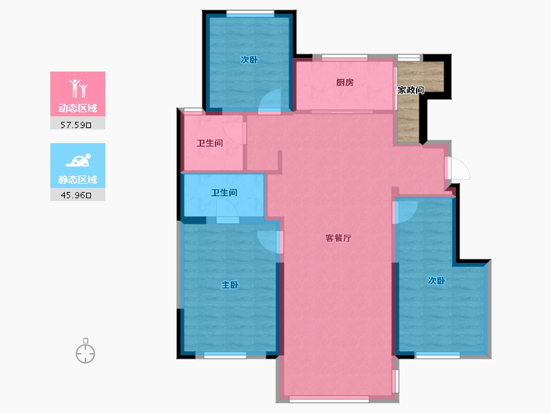 吉林省-长春市-金地名著-96.84-户型库-动静分区