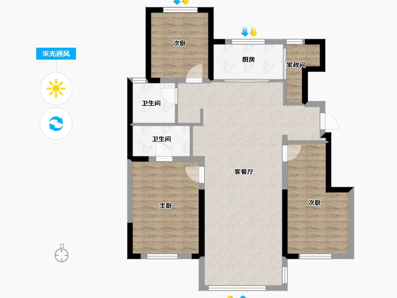 吉林省-长春市-金地名著-96.84-户型库-采光通风