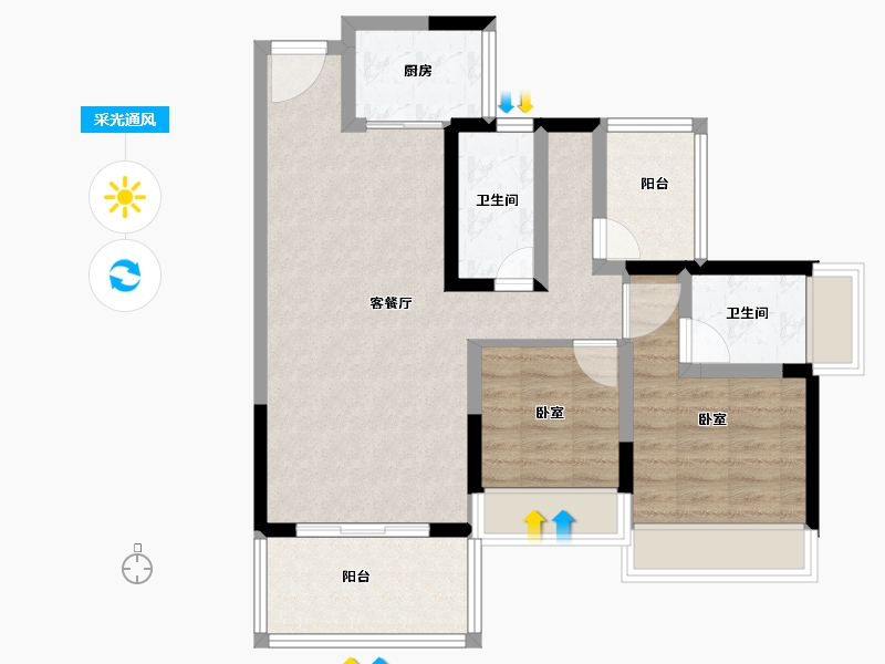 广东省-河源市-铭成华府-74.00-户型库-采光通风